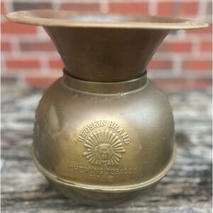 Redskin Brand Chewing tobacco | Accents | Antique Brass Spittoon Redskin  Brand Chewing Tobacco Company